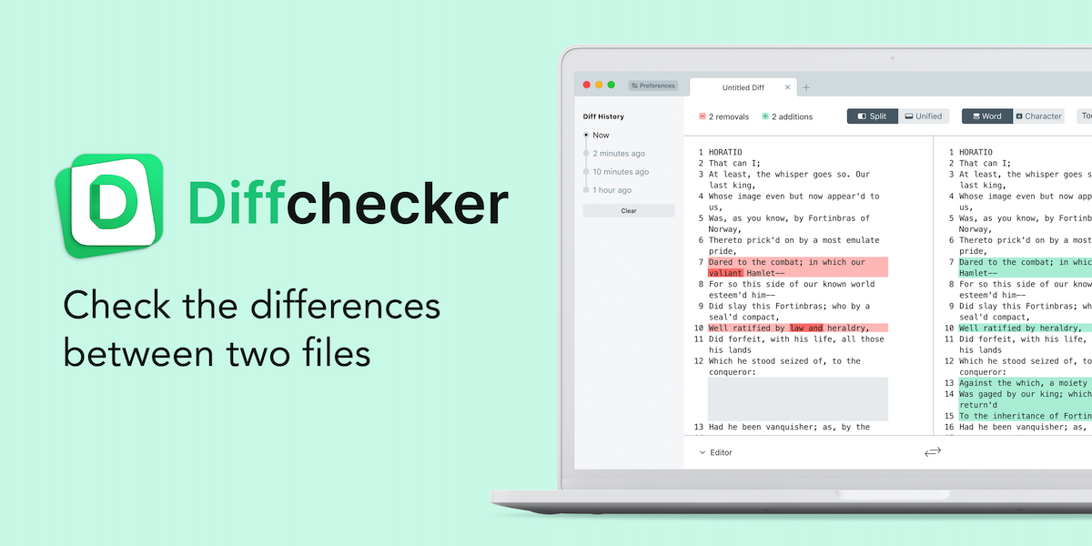 Diffchecker - Compare text online to find the difference between two text files