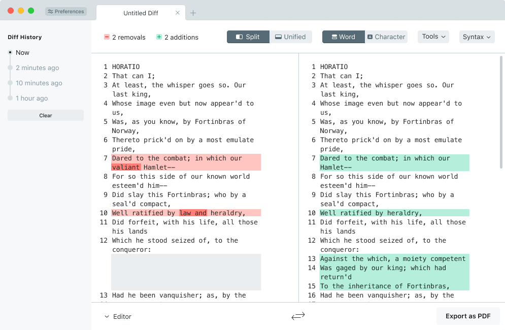 side by side file compare tool mac