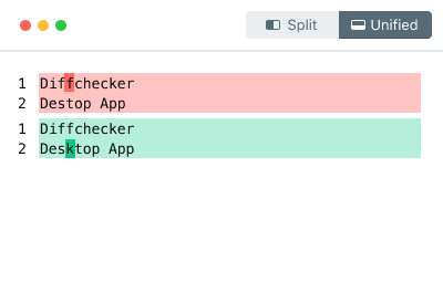 Diffchecker screenshot featuring unified diff view